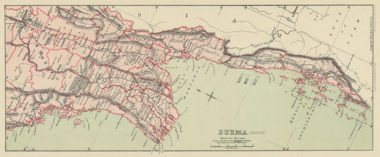 BRITISH INDIA Burma (south). Myanmar. Mergui Archipelago. Martaban Gulf 1905 map